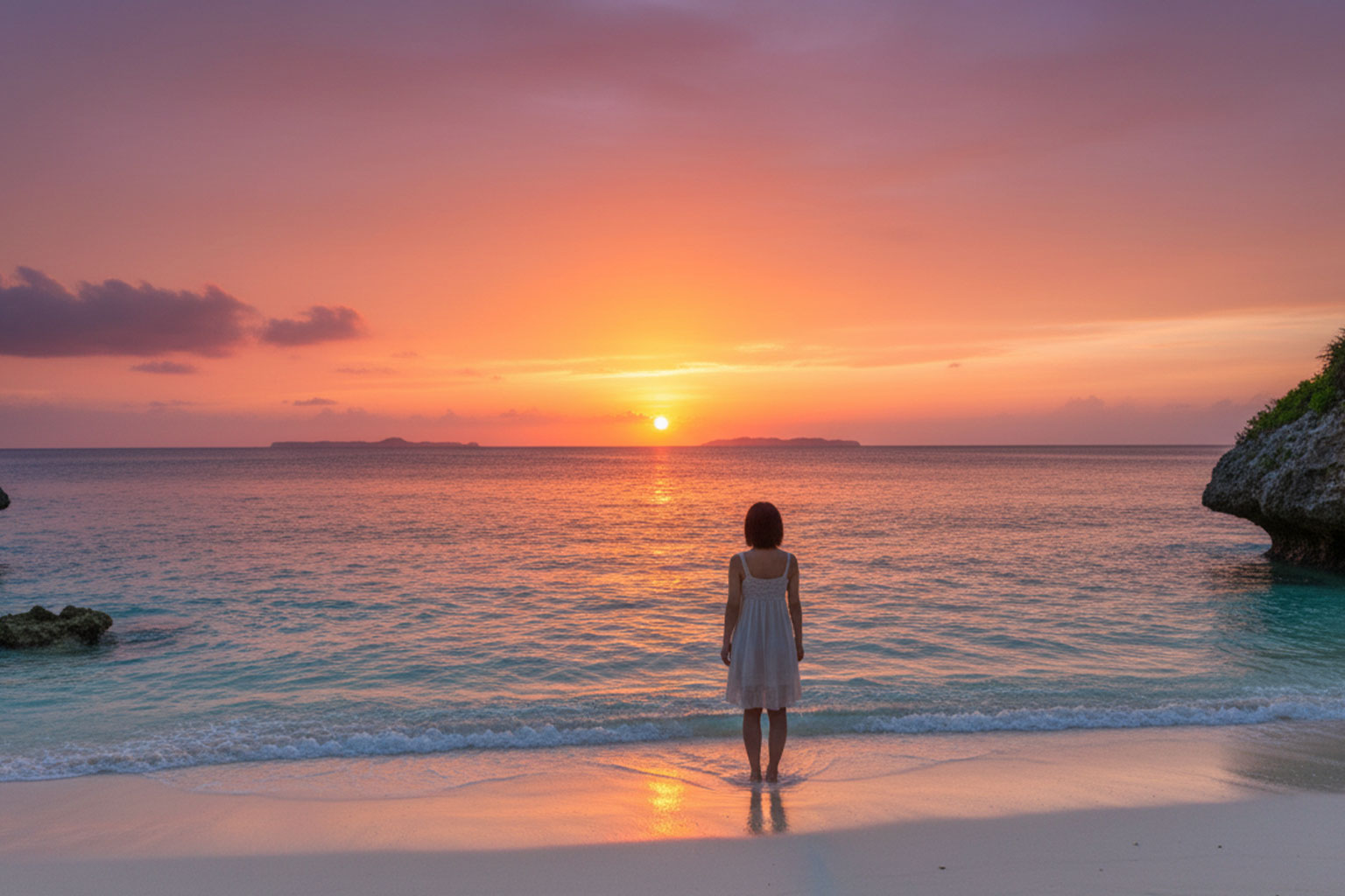 宮古島の秘境ビーチで夕日を眺める上級者リピーター